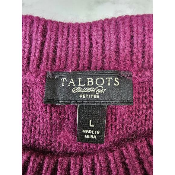 Talbots Womens Sz L Purple Cable Knit Soft Angora Rabbit Hair Blend Sweater - Picture 3 of 8